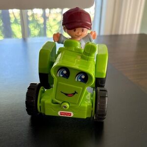 Fisher-Price Bright Green Tractor with Smiling Face